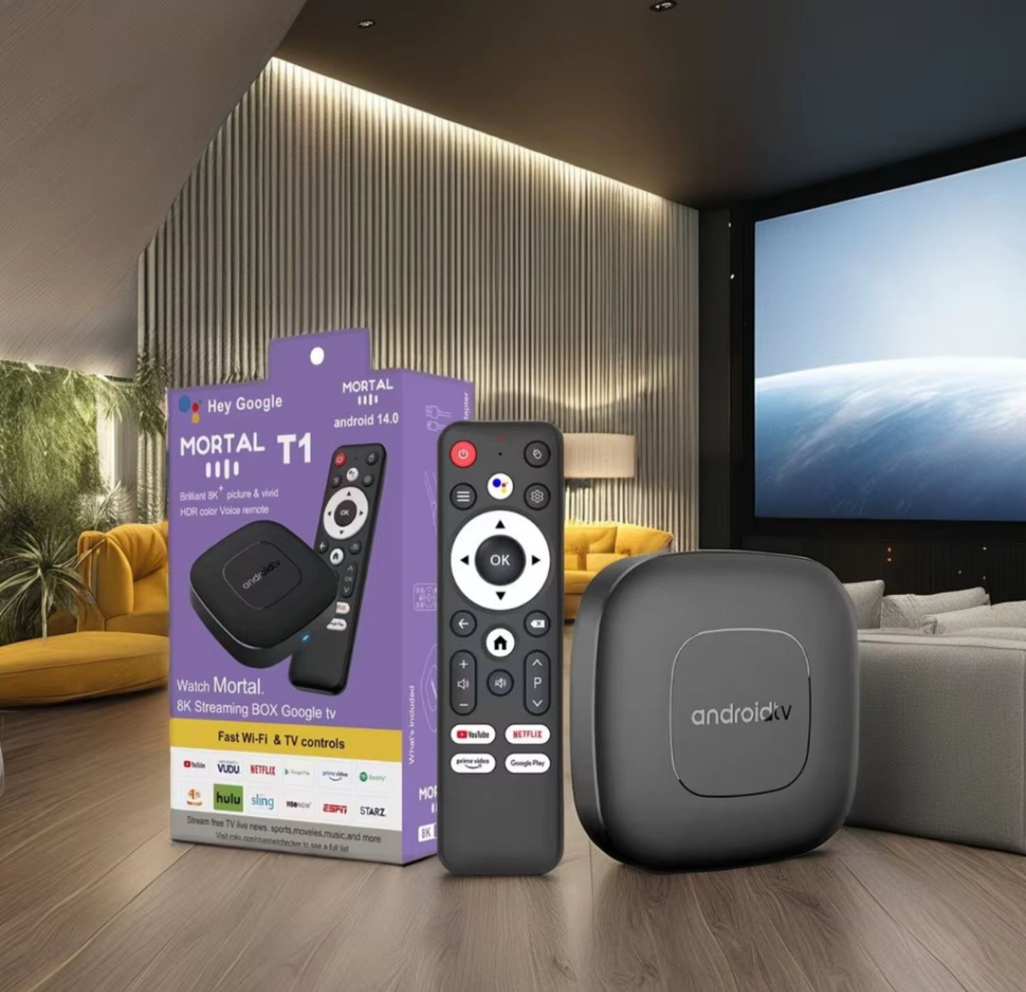 Android Tv Box Mortal T1 4k  HD Android 14  2G/16G...