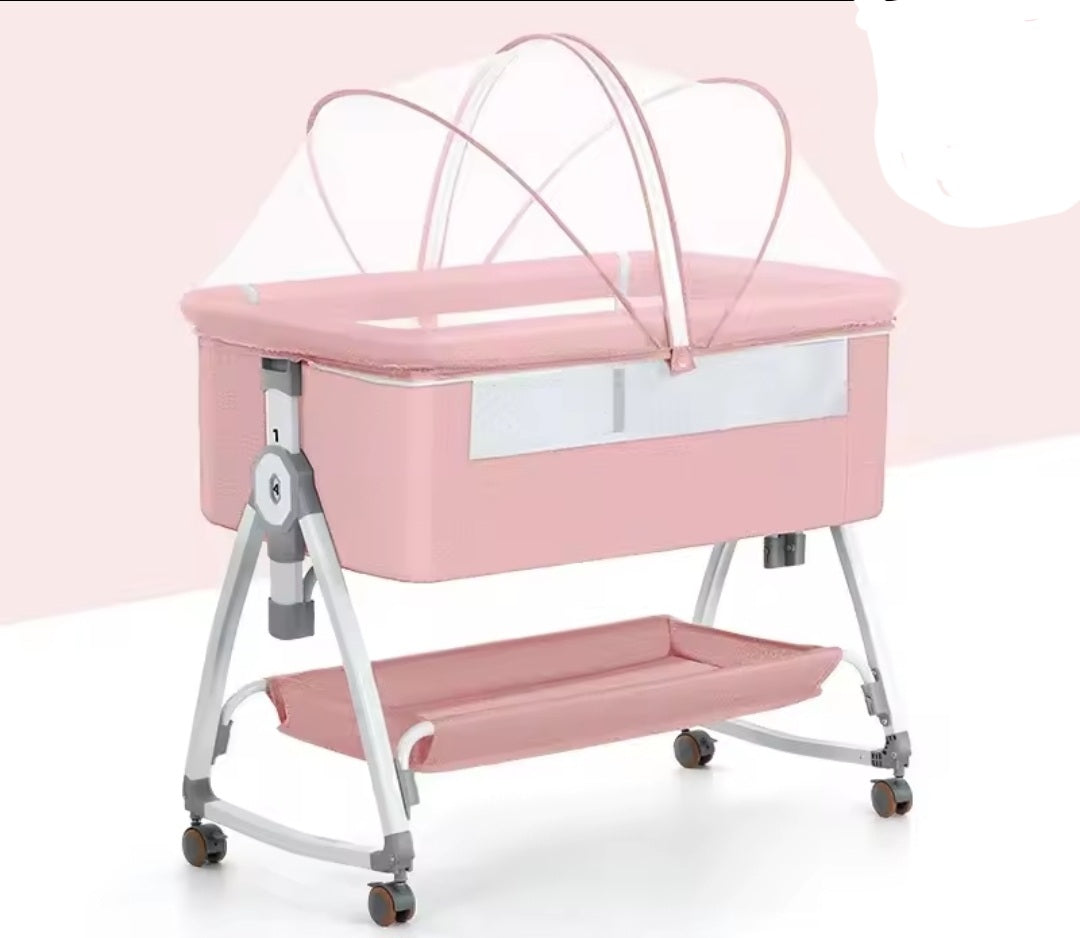 Prenosiva kolevka za bebe 6u1 roze, siva i ljubicasta boja...