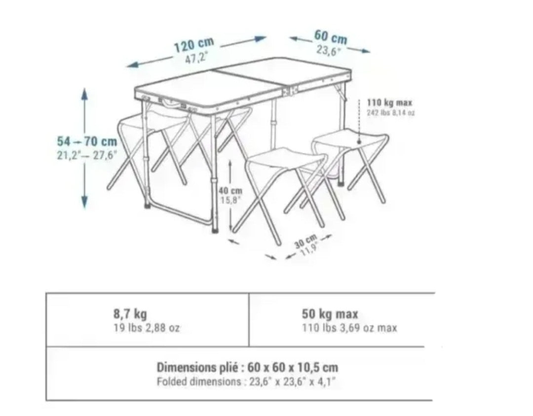 Kamperski set - rasklopivi sto sa stolicama - kofer set...