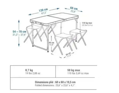 Kamperski set - rasklopivi sto sa stolicama - kofer set...