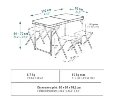 Kamperski set - rasklopivi sto sa stolicama - kofer set...